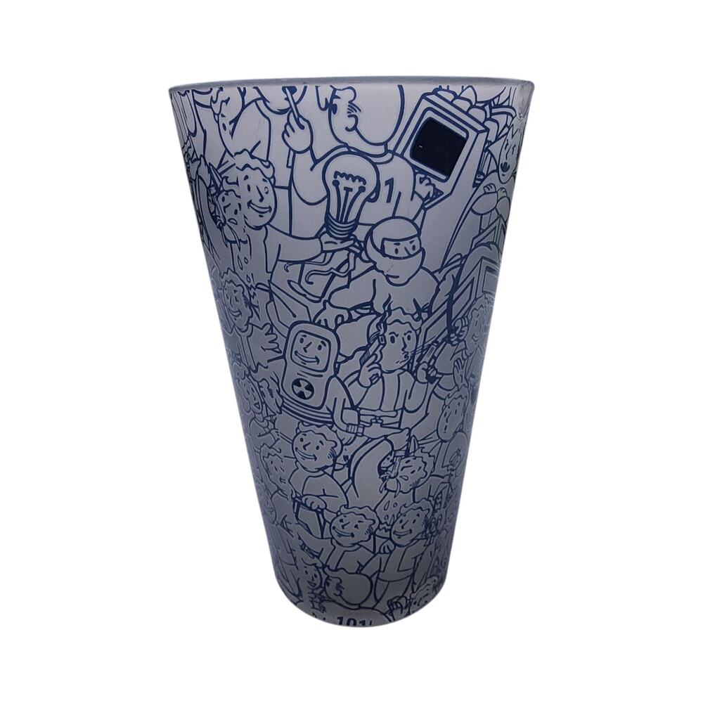 Fallout Vault Boy Just Funky 16 oz Frosted Etched Glass 2016 Bethesda RARE